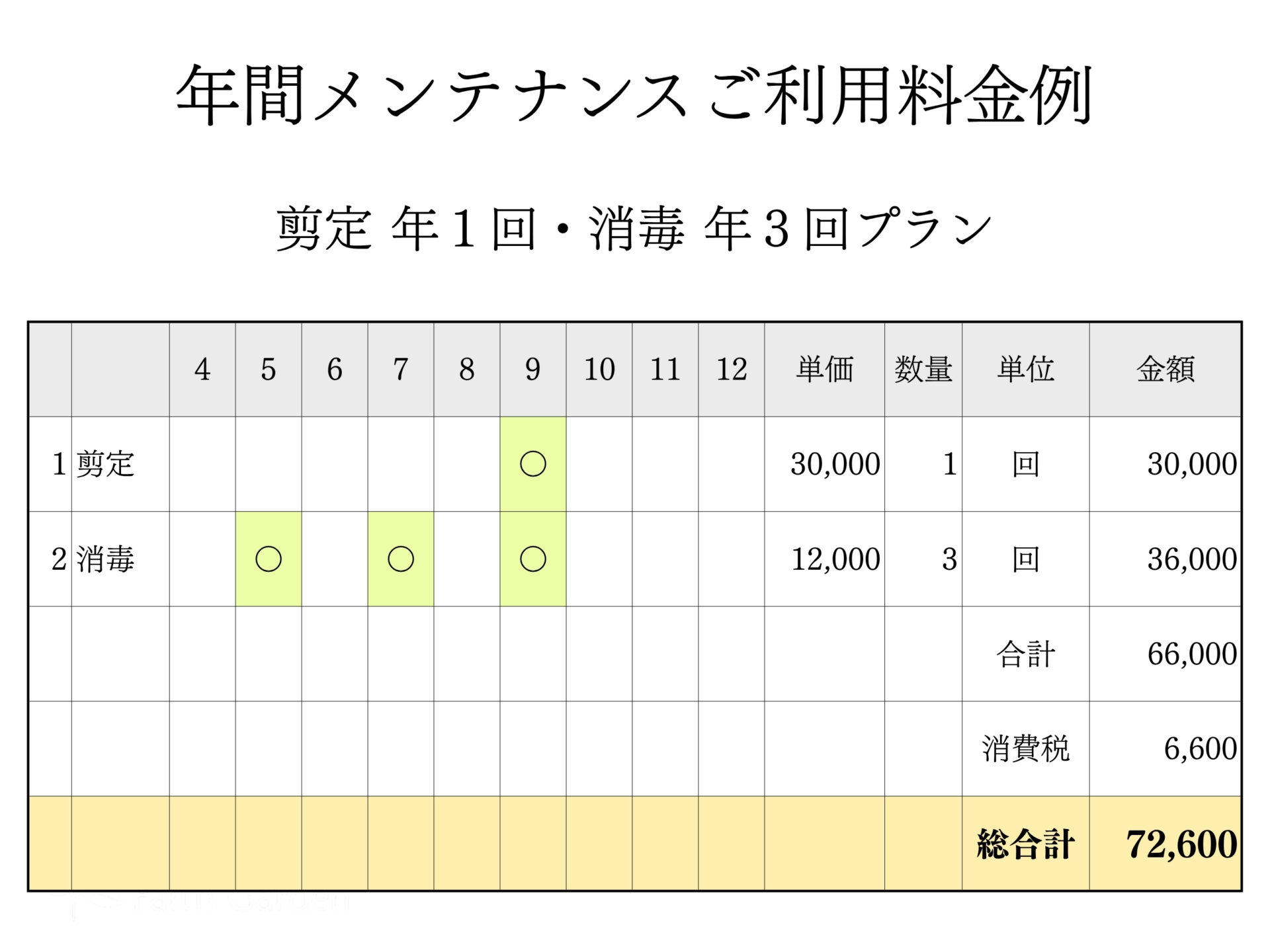 年間メンテナンスご利用料金例